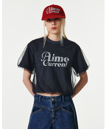 AIME MESH LAYERED T-SHIRT [NAVY]