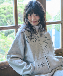 ambler（エムブラー）の「エモジ刺繍ジップアップフードジャケット AZIP803（メランジ）（パーカー）」