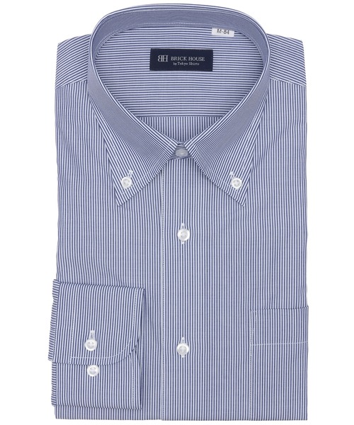 TOKYO SHIRTS(トウキョウシャツ)の「形態安定ノンアイロン ボタンダウン 長袖ビジネスワイシャツ(ビジネスシャツ・メンズ・ブルー・首回り42cm-裄丈82cm/首回り42cm-裄丈86cm/首回り43cm-裄丈82cm/首回り43cm-裄丈86cm/首回り41cm-裄丈86cm/首回り41cm-裄丈82cm/首回り39cm-裄丈84cm/首回り39cm-裄丈80cm/首回り37cm-裄丈84cm/首回り37cm-裄丈80cm)」の1枚目の写真
