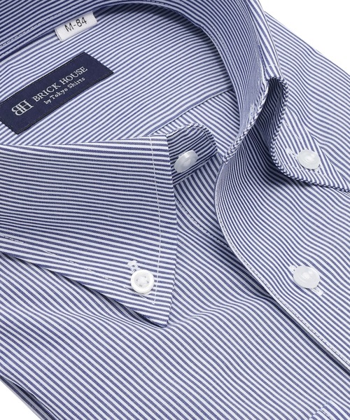TOKYO SHIRTS(トウキョウシャツ)の「形態安定ノンアイロン ボタンダウン 長袖ビジネスワイシャツ(ビジネスシャツ・メンズ・ブルー・首回り42cm-裄丈82cm/首回り42cm-裄丈86cm/首回り43cm-裄丈82cm/首回り43cm-裄丈86cm/首回り41cm-裄丈86cm/首回り41cm-裄丈82cm/首回り39cm-裄丈84cm/首回り39cm-裄丈80cm/首回り37cm-裄丈84cm/首回り37cm-裄丈80cm)」の2枚目の写真