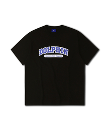 ドルフィンレイヤードアーチロゴ半袖Tシャツブラック