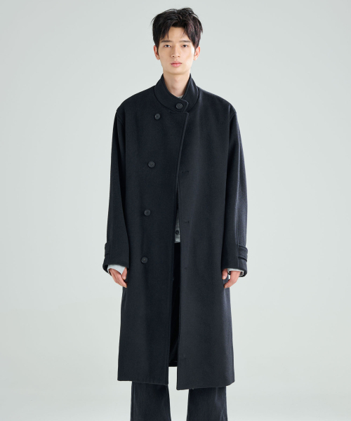 セール】High-neck wool coat black（ダッフルコート）｜ZPLISH