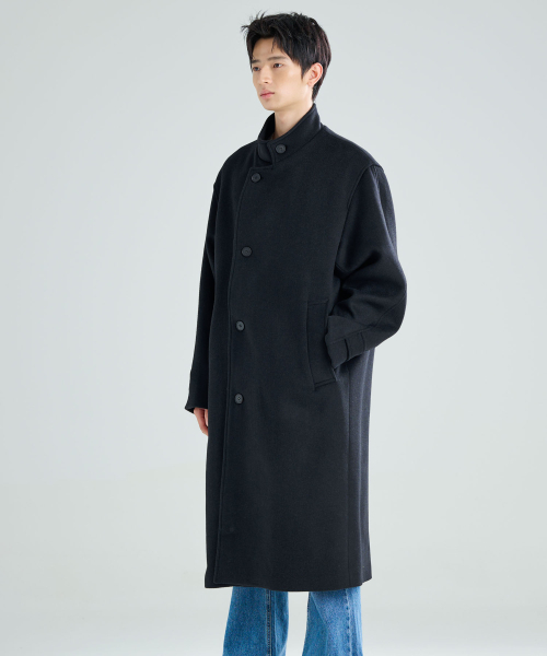 セール】High-neck wool coat black（ダッフルコート）｜ZPLISH