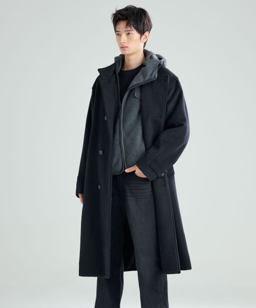 セール】High-neck wool coat black（ダッフルコート）｜ZPLISH