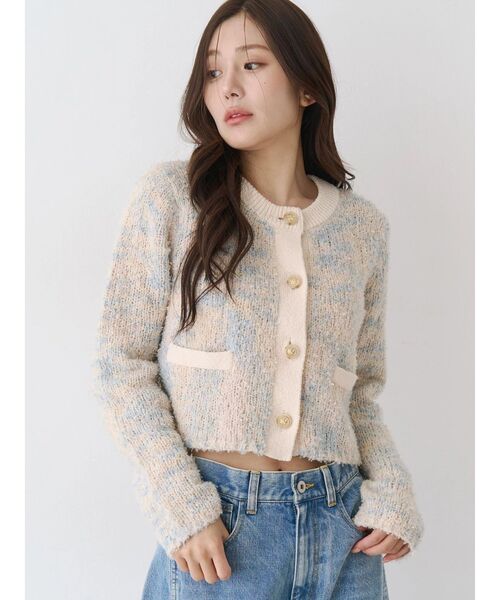 CALNAMUR（カルナムール）の「ファンシーヤーンクラシカルニットカーディガン（カーディガン/ボレロ・レディース・その他1/ブラック/ピンク・FREE）」の3枚目の写真