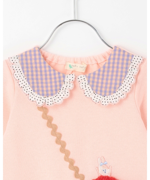 baby cheer（ベイビーチアー）の「りんごポシェットトレーナー（スウェット・キッズ・ピンク/マルチ/ホワイト系・110cm/100cm/90cm/120cm/80ｃｍ）」の5枚目の写真