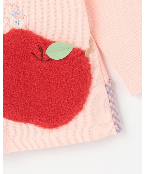 baby cheer（ベイビーチアー）の「りんごポシェットトレーナー（スウェット・キッズ・ピンク/マルチ/ホワイト系・110cm/100cm/90cm/120cm/80ｃｍ）」の7枚目の写真