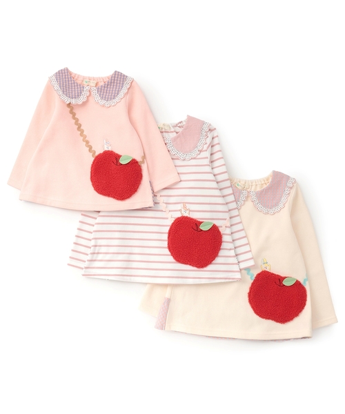 baby cheer（ベイビーチアー）の「りんごポシェットトレーナー（スウェット・キッズ・ピンク/マルチ/ホワイト系・110cm/100cm/90cm/120cm/80ｃｍ）」の11枚目の写真