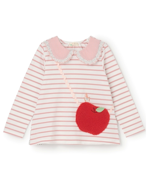 baby cheer（ベイビーチアー）の「りんごポシェットトレーナー（スウェット・キッズ・ピンク/マルチ/ホワイト系・110cm/100cm/90cm/120cm/80ｃｍ）」の14枚目の写真