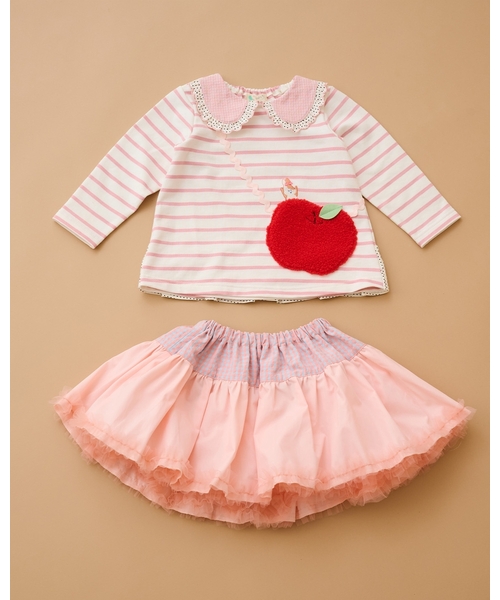 baby cheer（ベイビーチアー）の「りんごポシェットトレーナー（スウェット・キッズ・ピンク/マルチ/ホワイト系・110cm/100cm/90cm/120cm/80ｃｍ）」の18枚目の写真