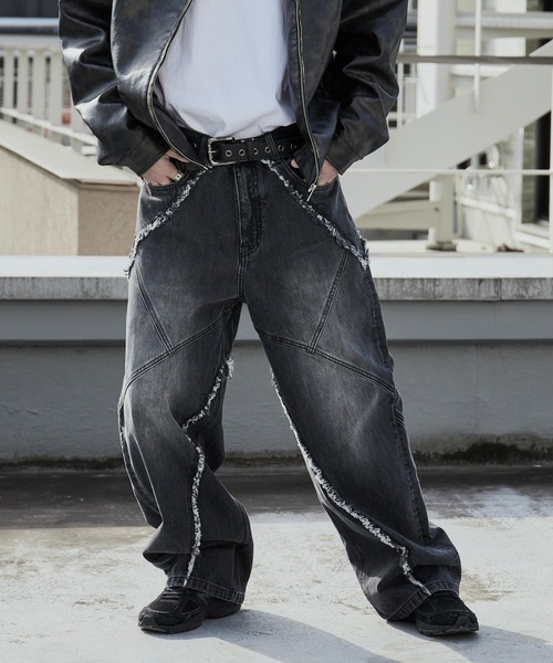 SUPPLIER(サプライヤー)の「SUPPLIER/サプライヤー Curve Switching Baggy Denim Pants フリンジ バギーデニムパンツ(デニムパンツ・メンズ・ブラック・M/L)」の4枚目の写真