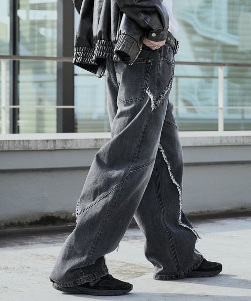 SUPPLIER(サプライヤー)の「SUPPLIER/サプライヤー Curve Switching Baggy Denim Pants フリンジ バギーデニムパンツ(デニムパンツ・メンズ・ブラック・M/L)」の6枚目の写真