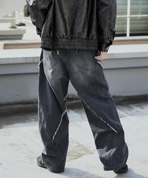 SUPPLIER(サプライヤー)の「SUPPLIER/サプライヤー Curve Switching Baggy Denim Pants フリンジ バギーデニムパンツ(デニムパンツ・メンズ・ブラック・M/L)」の7枚目の写真