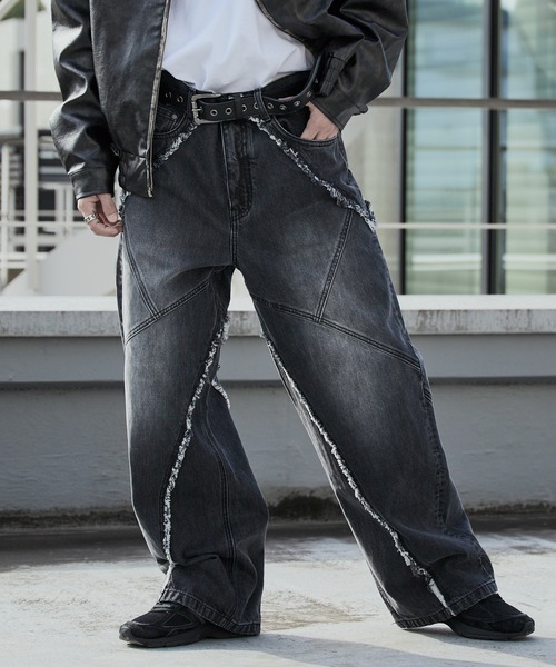 SUPPLIER(サプライヤー)の「SUPPLIER/サプライヤー Curve Switching Baggy Denim Pants フリンジ バギーデニムパンツ(デニムパンツ・メンズ・ブラック・M/L)」の8枚目の写真