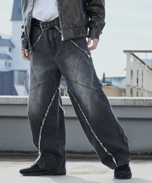 SUPPLIER(サプライヤー)の「SUPPLIER/サプライヤー Curve Switching Baggy Denim Pants フリンジ バギーデニムパンツ(デニムパンツ・メンズ・ブラック・M/L)」の9枚目の写真