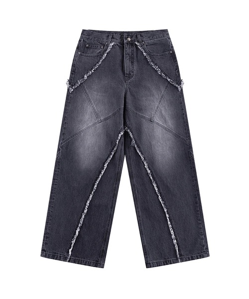 SUPPLIER(サプライヤー)の「SUPPLIER/サプライヤー Curve Switching Baggy Denim Pants フリンジ バギーデニムパンツ(デニムパンツ・メンズ・ブラック・M/L)」の2枚目の写真