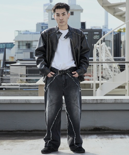 SUPPLIER(サプライヤー)の「SUPPLIER/サプライヤー Curve Switching Baggy Denim Pants フリンジ バギーデニムパンツ(デニムパンツ・メンズ・ブラック・M/L)」の20枚目の写真