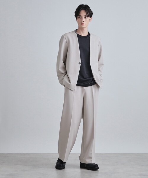 tk.TAKEO KIKUCHI（ティーケータケオキクチ）の「【セットアップ対応】360度ストレッチ ワイドストレートパンツ（その他パンツ・メンズ・ブルー/ブラック/ライトグレー・01/02/03）」の7枚目の写真