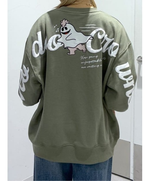 RODEO CROWNS WIDE BOWL(ロデオクラウンズワイドボウル)の「GHOST BEAR スウェットトップス(スウェット・レディース・ライトパープル/ブラック/カーキ/グレー×ホワイト/オフホワイト・FREE)」の4枚目の写真