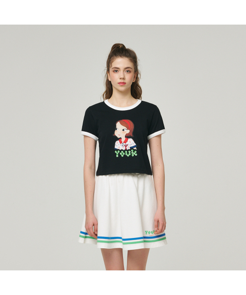 YOUK SHIM WON(ユクシムウォン)の「YOUKテニス配色Tシャツ F リア(Tシャツ/カットソー・レディース・その他・FREE)」の1枚目の写真