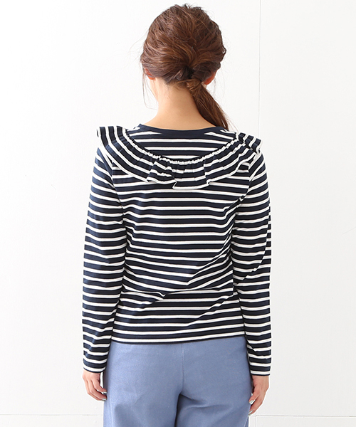 Ray BEAMS（レイビームス）の「Ray BEAMS / ボーダー ヨーク フリル クルーネック（Tシャツ/カットソー・レディース・オフホワイト/ネイビー・ONE SIZE）」の10枚目の写真