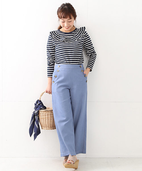 Ray BEAMS（レイビームス）の「Ray BEAMS / ボーダー ヨーク フリル クルーネック（Tシャツ/カットソー・レディース・オフホワイト/ネイビー・ONE SIZE）」の11枚目の写真