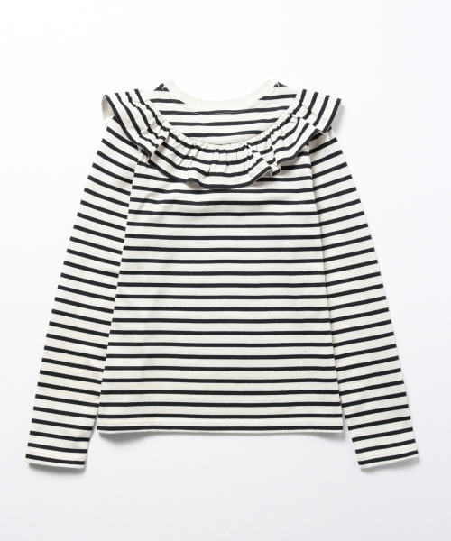 Ray BEAMS（レイビームス）の「Ray BEAMS / ボーダー ヨーク フリル クルーネック（Tシャツ/カットソー・レディース・オフホワイト/ネイビー・ONE SIZE）」の5枚目の写真