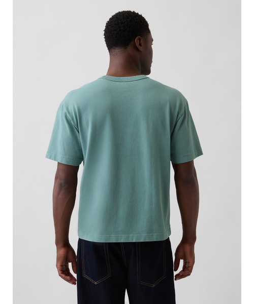 GAP(ギャップ)の「ヘビーウェイト リラックスフィット GAPロゴ クロップドTシャツ(Tシャツ/カットソー・メンズ・ホワイト/グリーン/ネイビー/ブラック/ブルー/ピンク・L/M/XS/S/XL)」の15枚目の写真