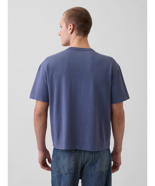 GAP(ギャップ)の「ヘビーウェイト リラックスフィット GAPロゴ クロップドTシャツ(Tシャツ/カットソー・メンズ・ホワイト/グリーン/ネイビー/ブラック/ブルー/ピンク・L/M/XS/S/XL)」の16枚目の写真