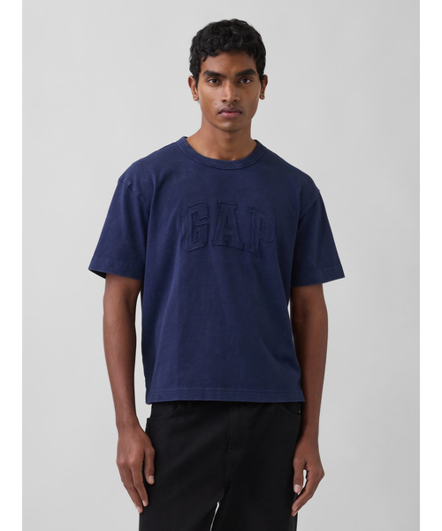 GAP(ギャップ)の「ヘビーウェイト リラックスフィット GAPロゴ クロップドTシャツ(Tシャツ/カットソー・メンズ・ホワイト/グリーン/ネイビー/ブラック/ブルー/ピンク・L/M/XS/S/XL)」の4枚目の写真