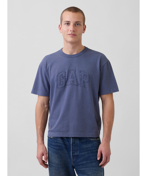 GAP(ギャップ)の「ヘビーウェイト リラックスフィット GAPロゴ クロップドTシャツ(Tシャツ/カットソー・メンズ・ホワイト/グリーン/ネイビー/ブラック/ブルー/ピンク・L/M/XS/S/XL)」の5枚目の写真