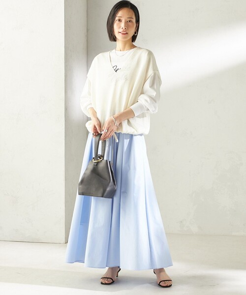 SHIPS(シップス)の「〈接触冷感 / 撥水加工〉TEXBRID(R) タフタ ギャザー スカート(スカート・レディース・ネイビー/ライトブルー/オフホワイト・ONE SIZE)」の16枚目の写真