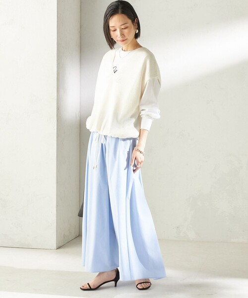 SHIPS(シップス)の「〈接触冷感 / 撥水加工〉TEXBRID(R) タフタ ギャザー スカート(スカート・レディース・ネイビー/ライトブルー/オフホワイト・ONE SIZE)」の17枚目の写真