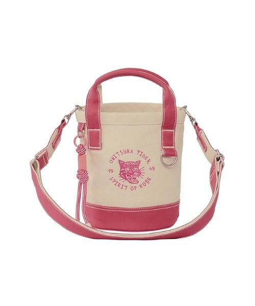 Onitsuka Tiger（オニツカタイガー）の「MINI CANVAS TOTE / ミニキャンバストート（トートバッグ・レディース・ホワイト系/ホワイト×ピンク・OS）」の2枚目の写真
