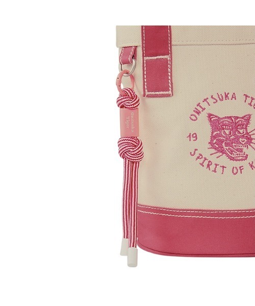 Onitsuka Tiger（オニツカタイガー）の「MINI CANVAS TOTE / ミニキャンバストート（トートバッグ・レディース・ホワイト系/ホワイト×ピンク・OS）」の5枚目の写真