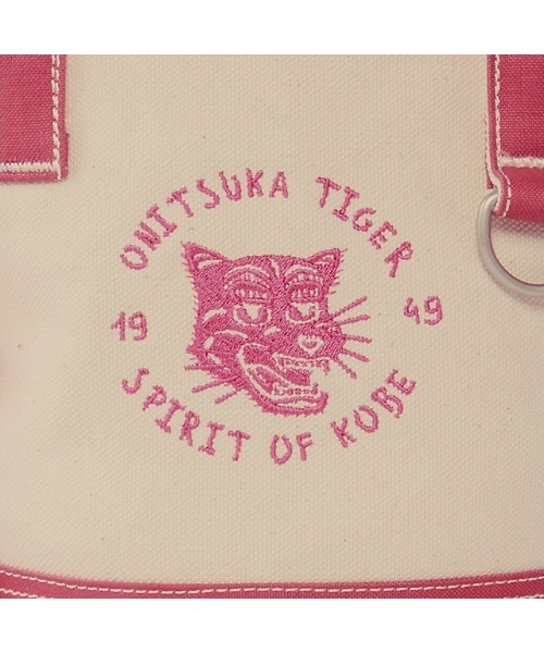 Onitsuka Tiger（オニツカタイガー）の「MINI CANVAS TOTE / ミニキャンバストート（トートバッグ・レディース・ホワイト系/ホワイト×ピンク・OS）」の6枚目の写真