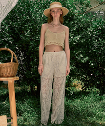 NONLOCAL（ノンローカル）の「Lace Embroidered Banding Pants - Ivory（その他パンツ）」