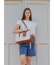 SQUARE MULTI SHOULDER BAG_CANVAS BROWN