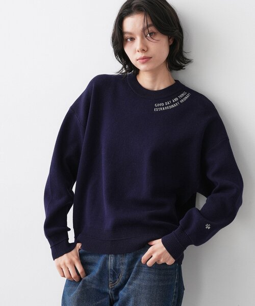 Dessin（デッサン）の「【ユニセックス/洗える】ロゴ刺繍入りコットンジャカード（ニット/セーター・レディース・グレー系4/グレー/ネイビー・02/01/00/05/04/03）」の8枚目の写真