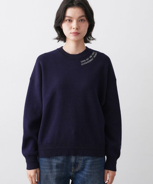 Dessin（デッサン）の「【ユニセックス/洗える】ロゴ刺繍入りコットンジャカード（ニット/セーター・レディース・グレー系4/グレー/ネイビー・02/01/00/05/04/03）」の16枚目の写真