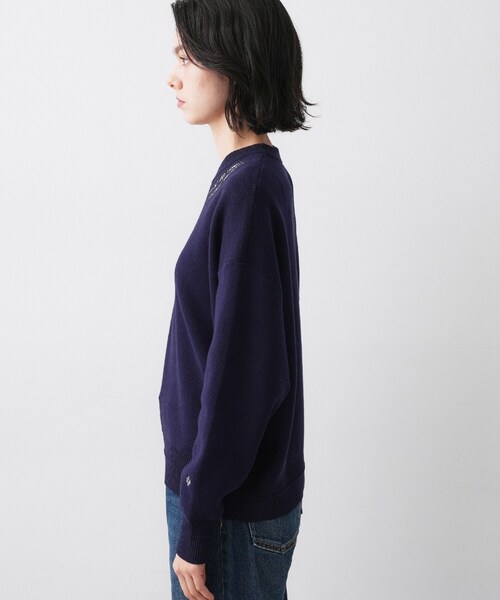 Dessin（デッサン）の「【ユニセックス/洗える】ロゴ刺繍入りコットンジャカード（ニット/セーター・レディース・グレー系4/グレー/ネイビー・02/01/00/05/04/03）」の17枚目の写真