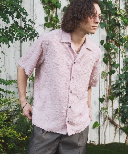CASPER JOHN(キャスパージョン)の「Fringe sheer shirts/フリンジシアーシャツ(シャツ/ブラウス・メンズ・ブラック/グリーン/ライトグレー/ピンク・MEDIUM/LARGE/SMALL/X-SMALL)」の4枚目の写真