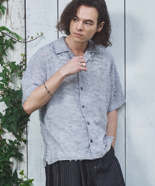 CASPER JOHN(キャスパージョン)の「Fringe sheer shirts/フリンジシアーシャツ(シャツ/ブラウス・メンズ・ブラック/グリーン/ライトグレー/ピンク・MEDIUM/LARGE/SMALL/X-SMALL)」の2枚目の写真