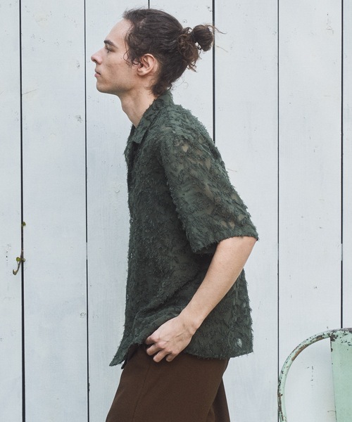 CASPER JOHN(キャスパージョン)の「Fringe sheer shirts/フリンジシアーシャツ(シャツ/ブラウス・メンズ・ブラック/グリーン/ライトグレー/ピンク・MEDIUM/LARGE/SMALL/X-SMALL)」の9枚目の写真