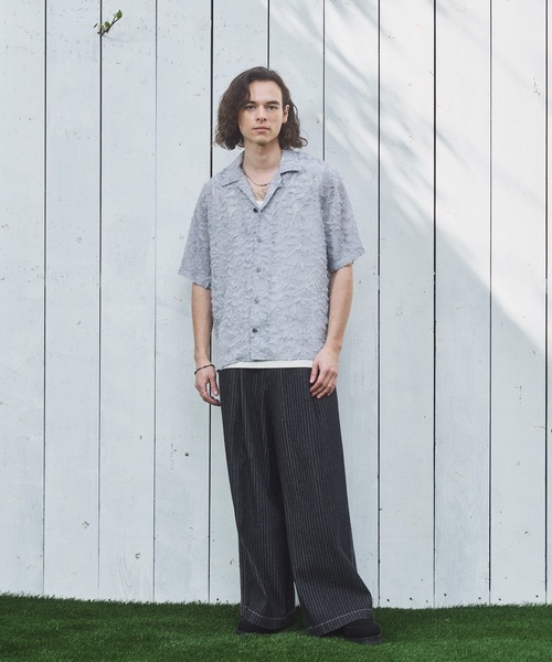 CASPER JOHN(キャスパージョン)の「Fringe sheer shirts/フリンジシアーシャツ(シャツ/ブラウス・メンズ・ブラック/グリーン/ライトグレー/ピンク・MEDIUM/LARGE/SMALL/X-SMALL)」の8枚目の写真