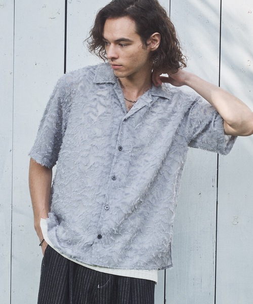 CASPER JOHN(キャスパージョン)の「Fringe sheer shirts/フリンジシアーシャツ(シャツ/ブラウス・メンズ・ブラック/グリーン/ライトグレー/ピンク・MEDIUM/LARGE/SMALL/X-SMALL)」の7枚目の写真