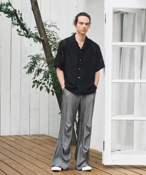 CASPER JOHN(キャスパージョン)の「Fringe sheer shirts/フリンジシアーシャツ(シャツ/ブラウス・メンズ・ブラック/グリーン/ライトグレー/ピンク・MEDIUM/LARGE/SMALL/X-SMALL)」の6枚目の写真
