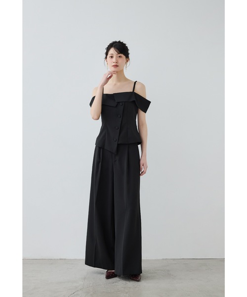 niana(ニアナ)の「オフショルペプラムトップスセットアップドレス 2点セット パンツドレス 結婚式 成人式 二次会 同窓会 セレモニー パーティードレス オケージョンドレス お呼ばれ(パンツドレス・レディース・チャコールグレー/ライトブラウン/ブラック・M/L)」の17枚目の写真
