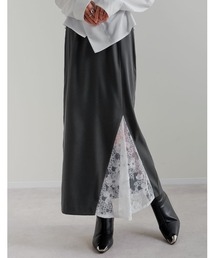 [2026S/S COLLECTION][低身長サイズ有]ツイルレースドッキングスカート