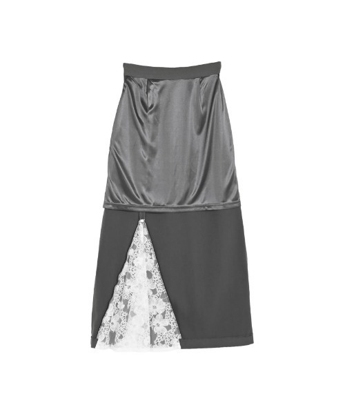 Re:EDIT（リエディ）の「[2026S/S COLLECTION][低身長サイズ有]ツイルレースドッキングスカート（スカート・レディース・チャコールグレー/ブラック・SHORT/MEDIUM/LARGE）」の14枚目の写真